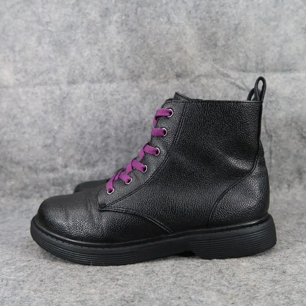 Art Class Shoes Kids 5 Boots Combat Biker Classic Lace Up Zip Black Casual Girls